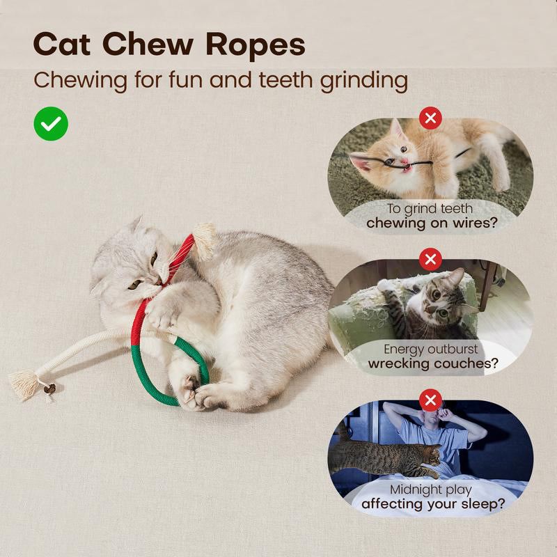 Cat Toys Chew Ropes 3Pcs Safe Teeth Cleaning Toy