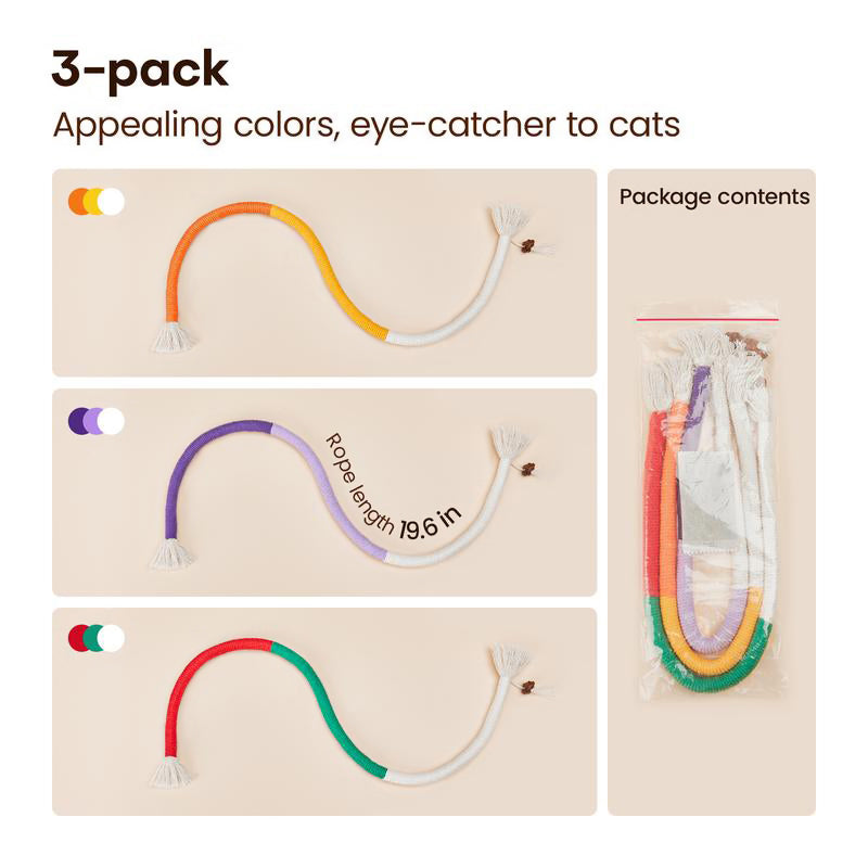 Cat Toys Chew Ropes 3Pcs Safe Teeth Cleaning Toy