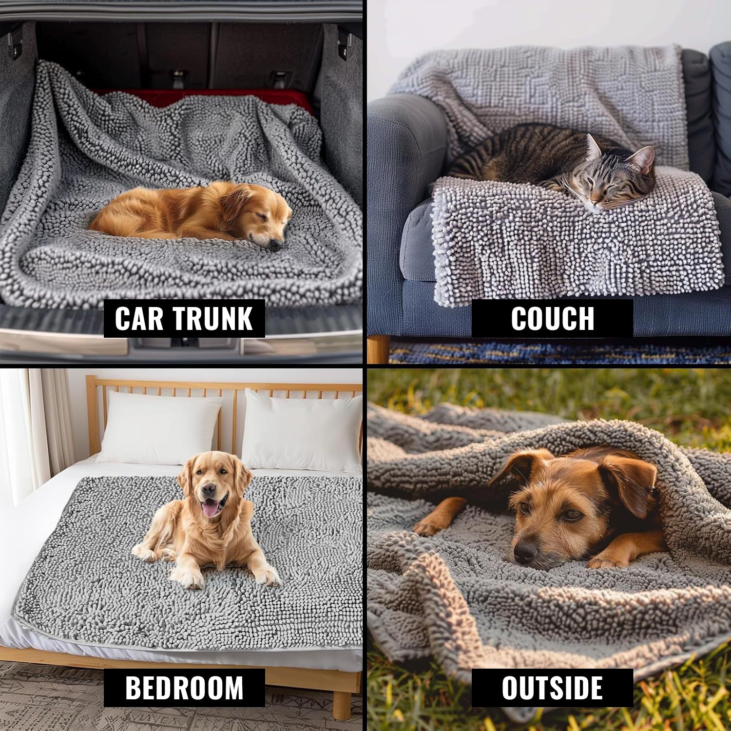 Absorbent Pet Towel Long-Haired Chenille Pet Mat