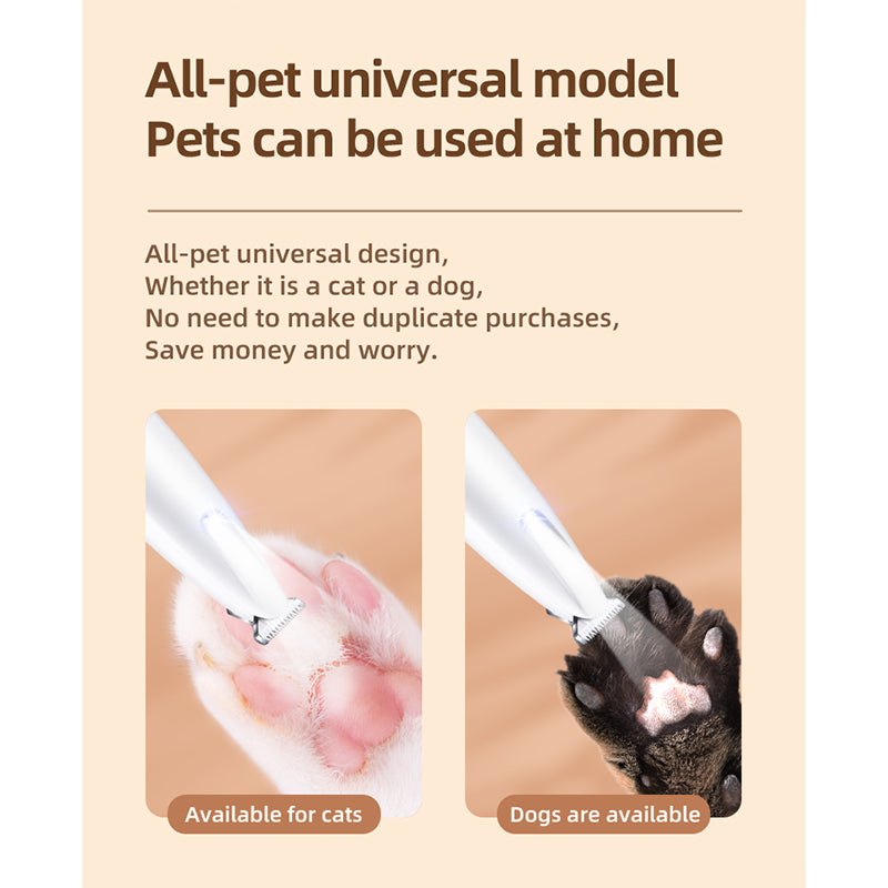 Pet Paw Trimmer Electric Shaver For Cats And Dogs With LED Light Waterproof